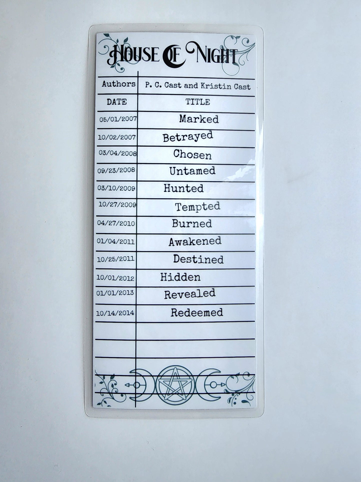HON House of Night Library Card Inspired Bookmark