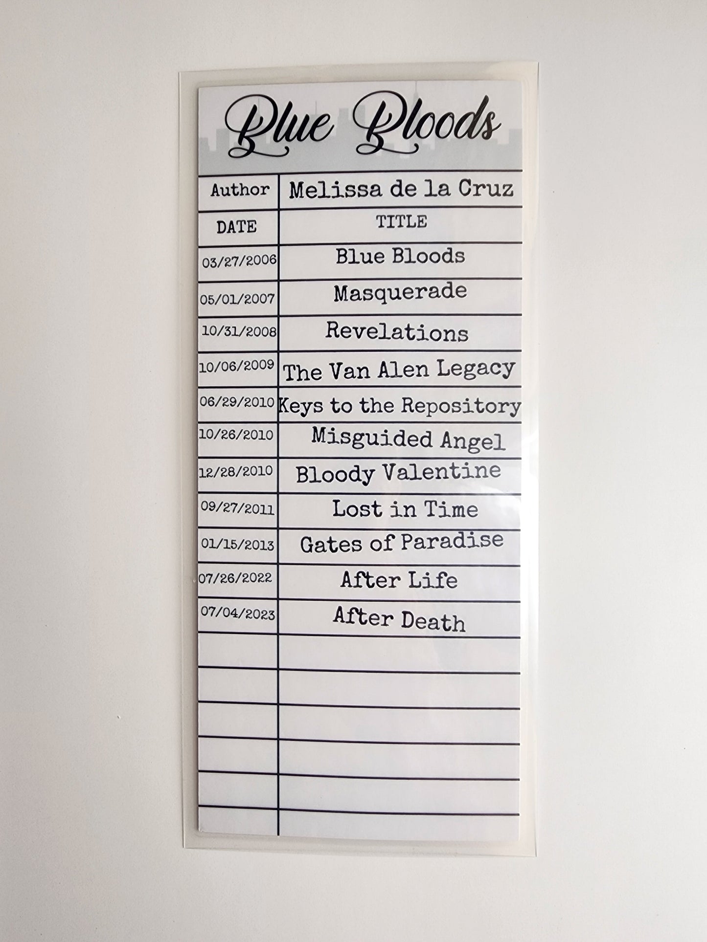 Blue Bloods Library Card Inspired Bookmark