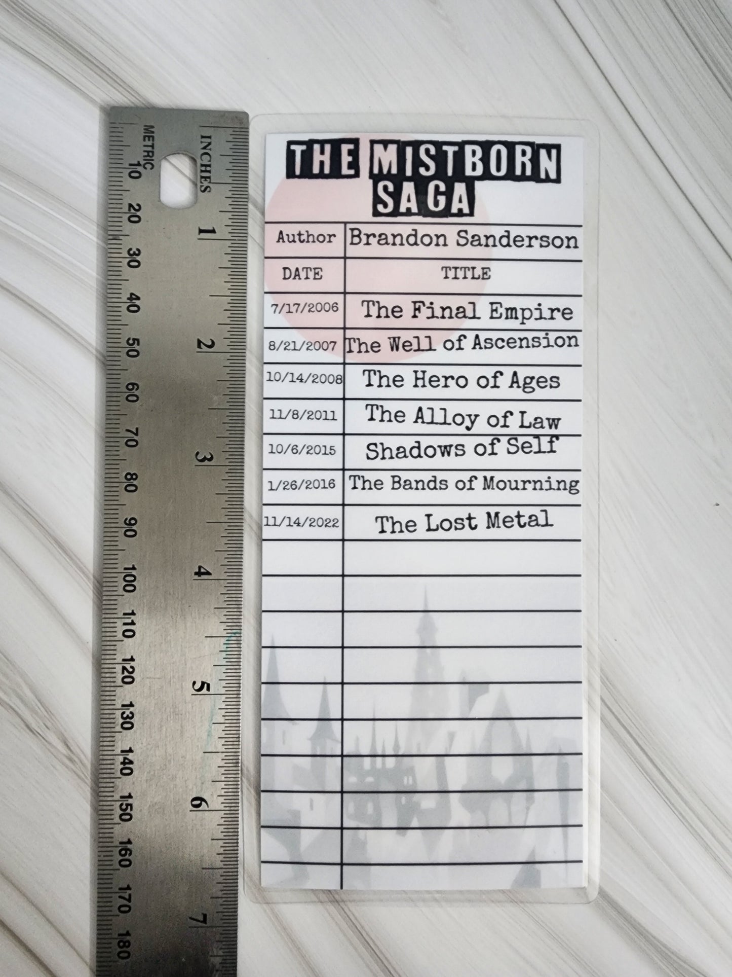 MistBorn Saga Library Card Inspired Bookmark
