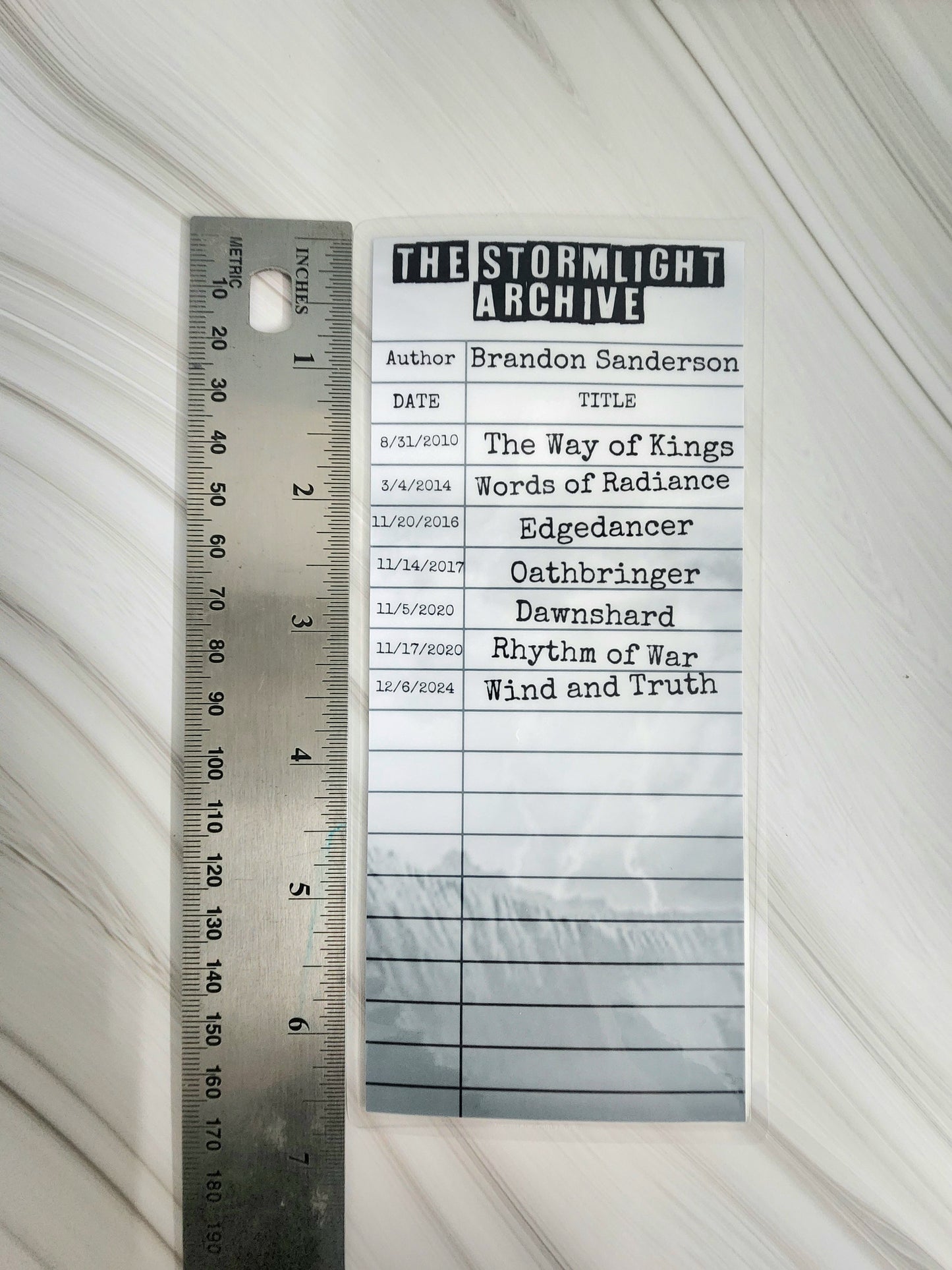 Stormlight Library Card Inspired Bookmark