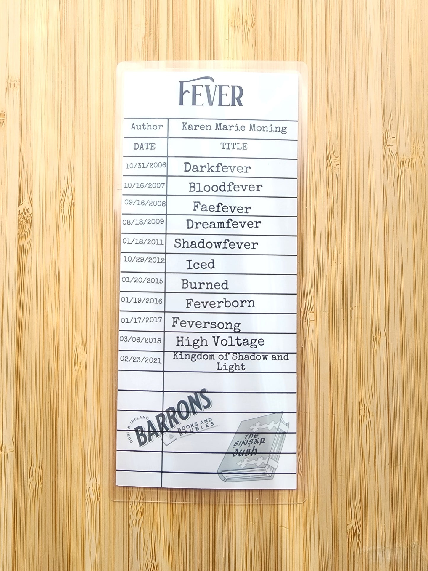 Fever Library Card Inspired Bookmark