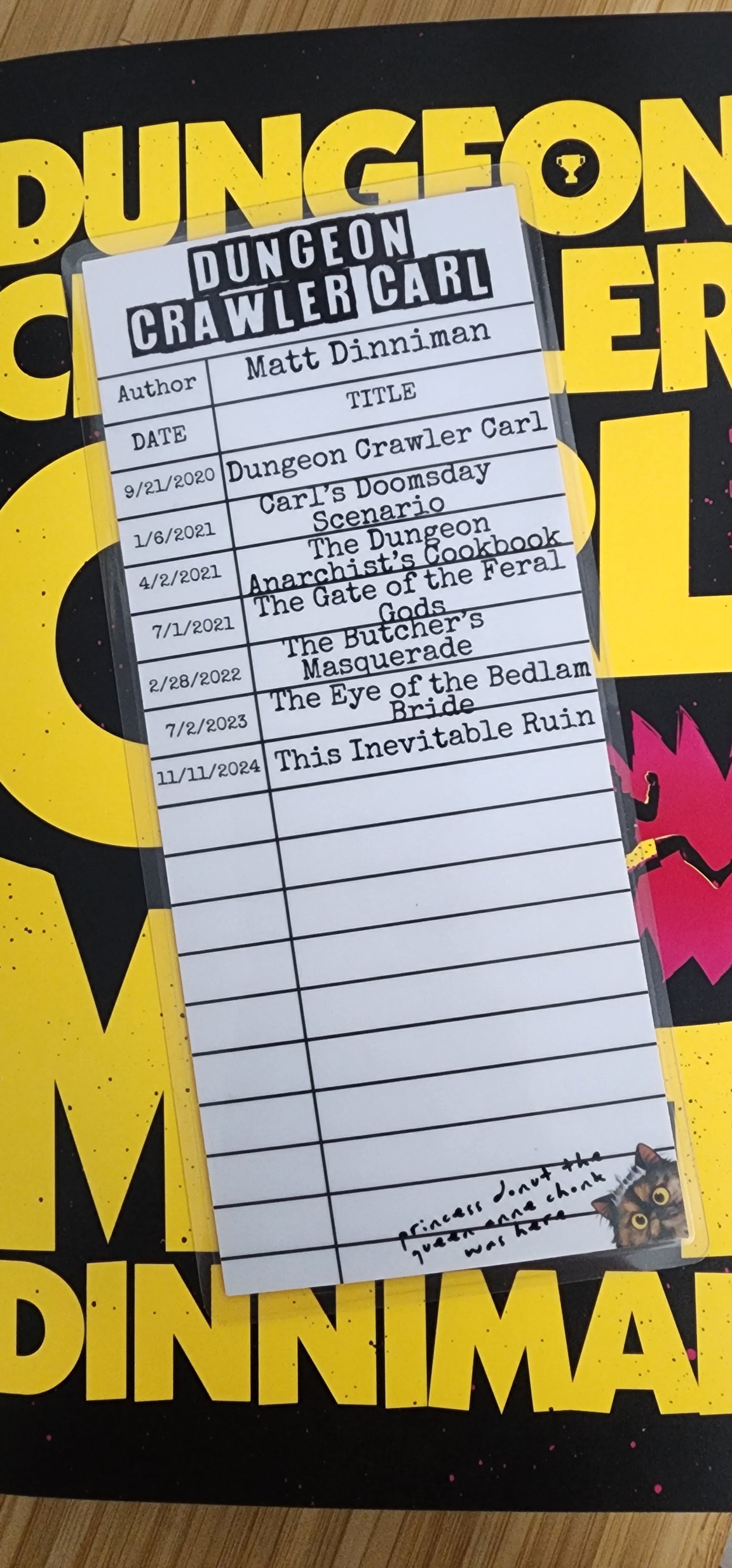 Dungeon Crawler Carl Library Card Inspired Bookmark