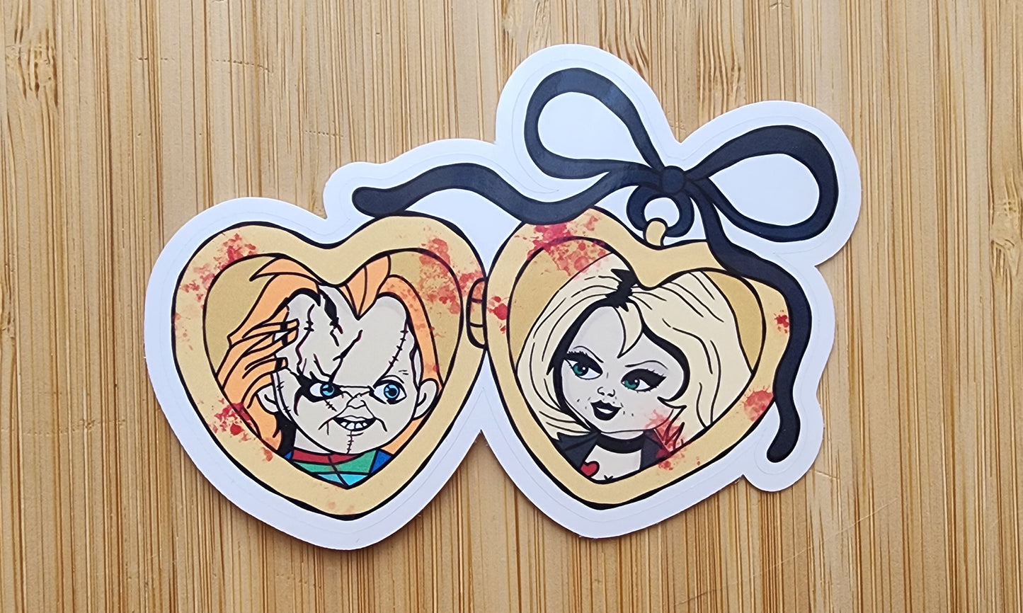 Chucky and Tiff Locket Sticker