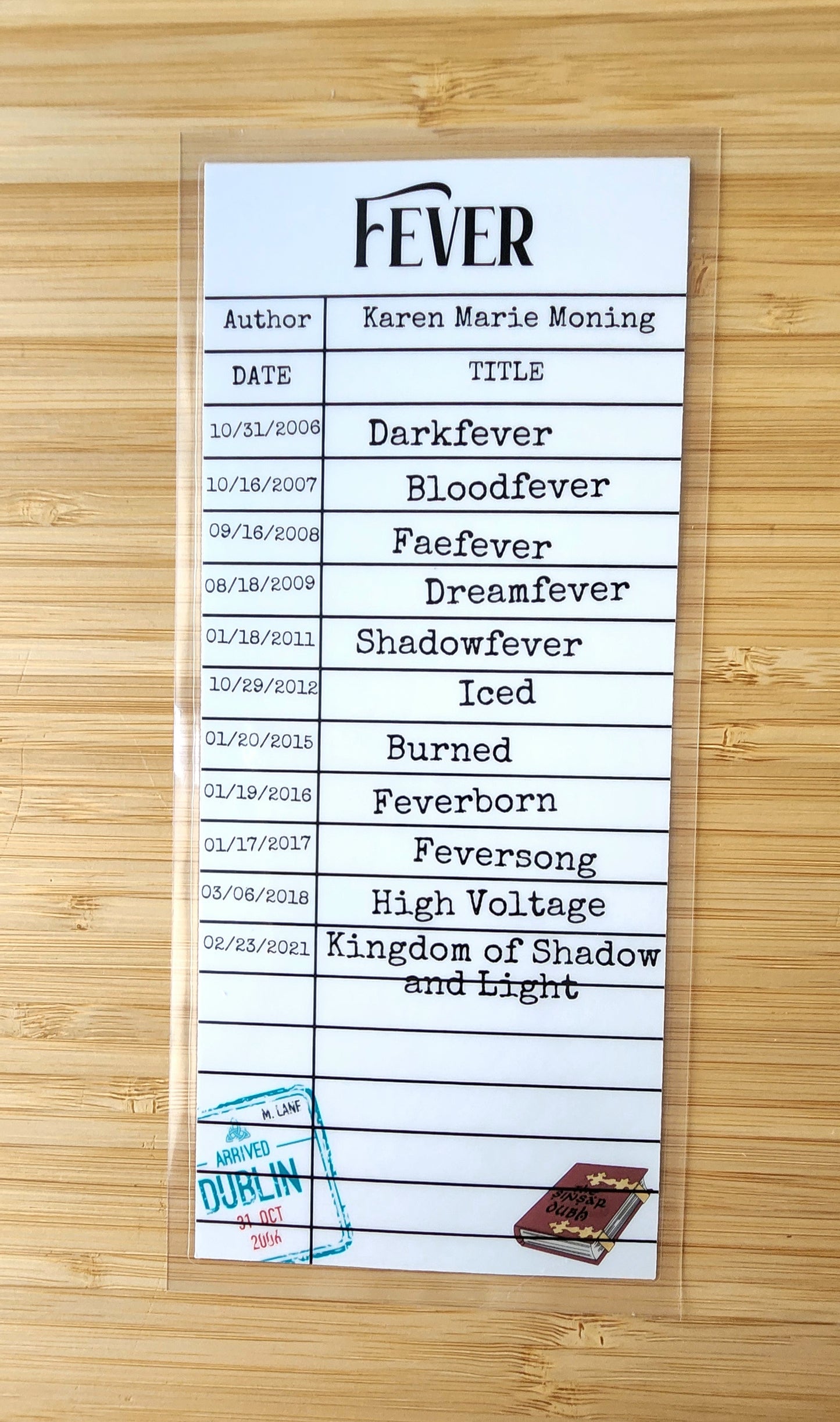 Fever Library Card Inspired Bookmark