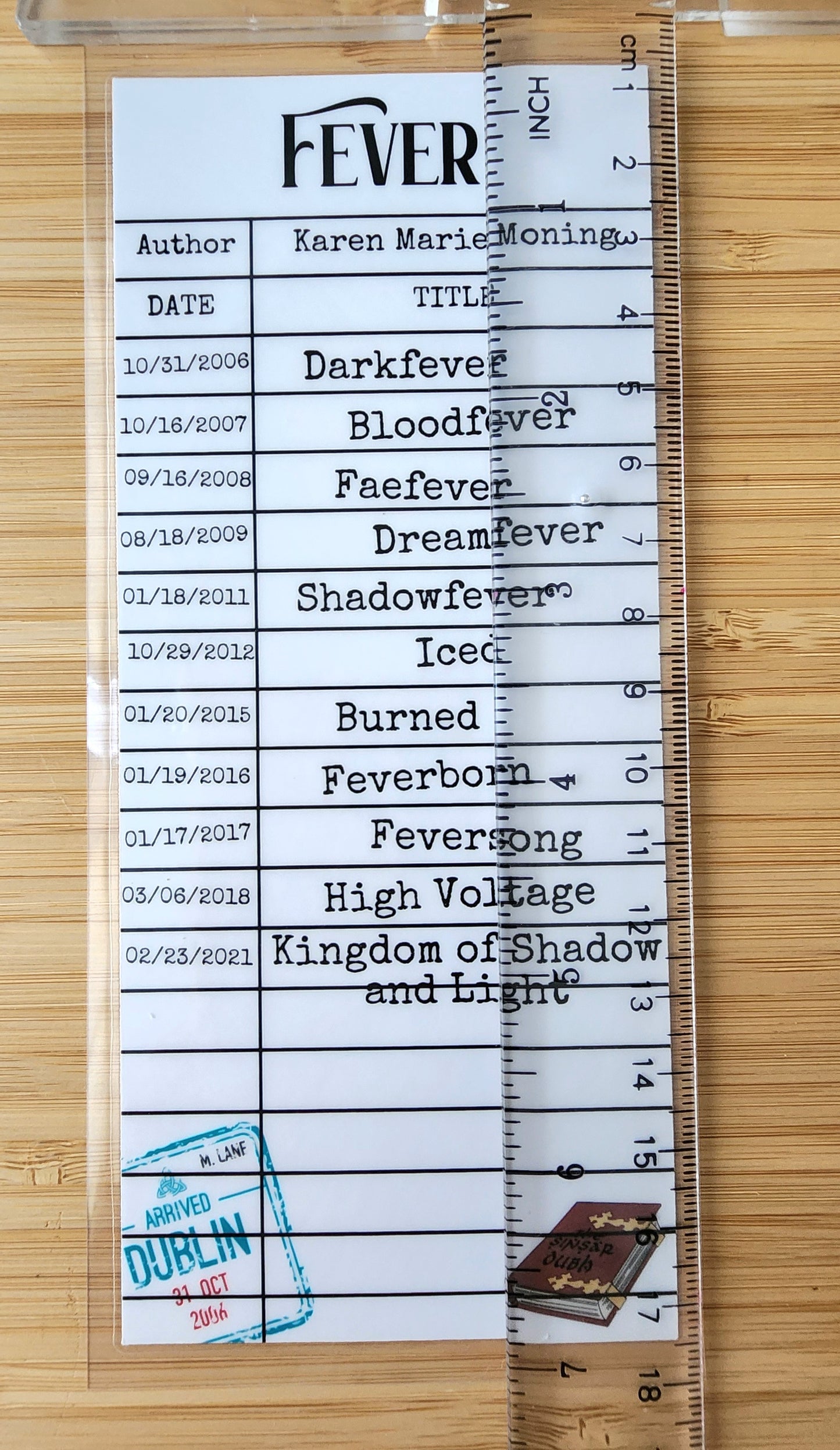 Fever Library Card Inspired Bookmark