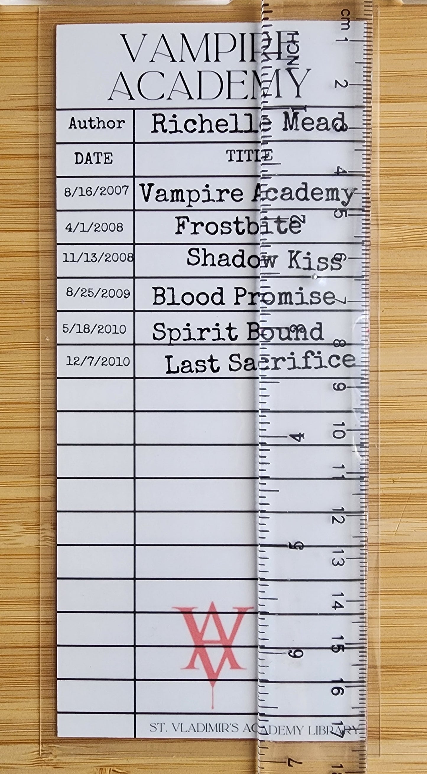Vampire Academy Library Card