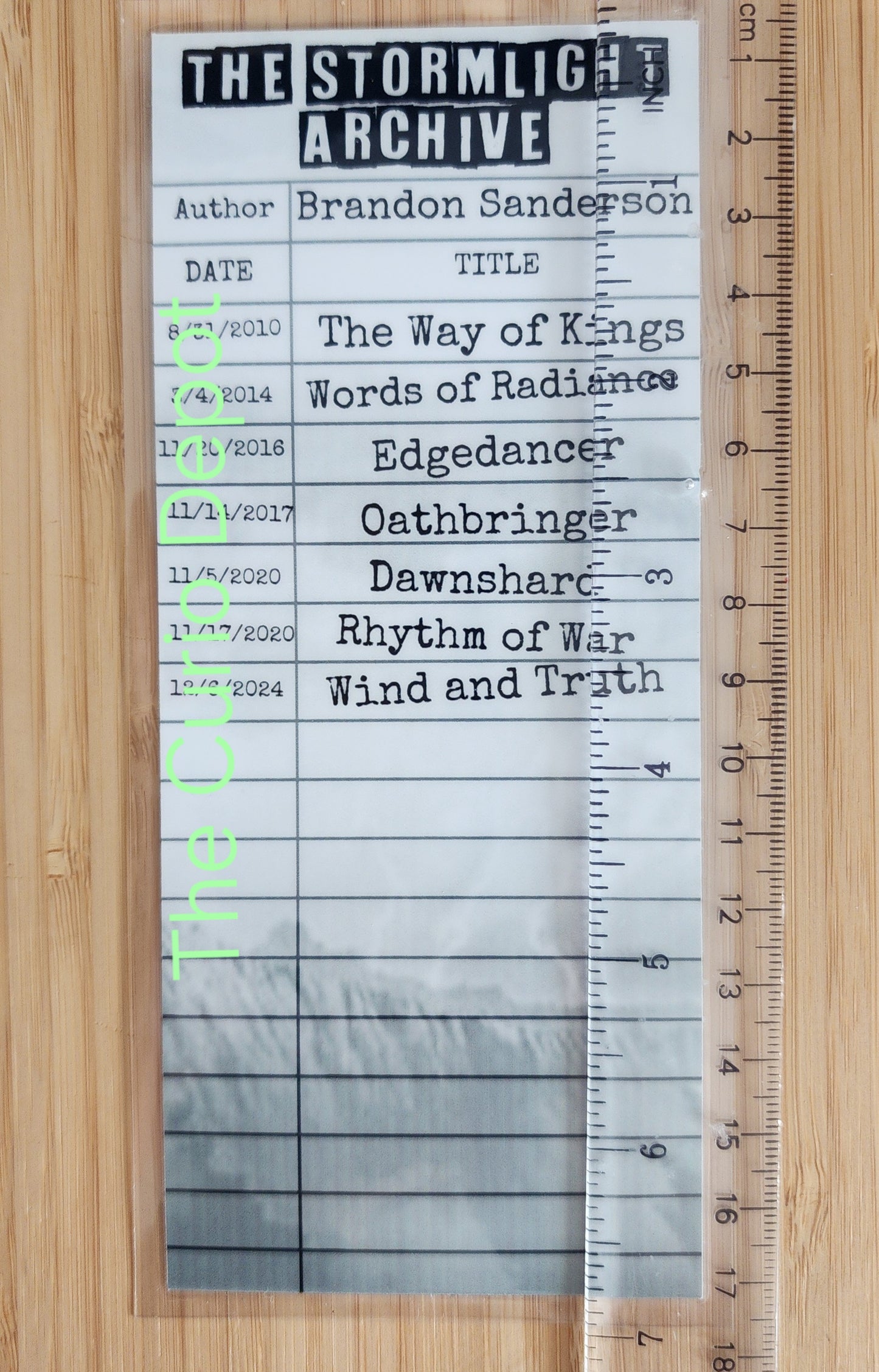 Stormlight Library Card Inspired Bookmark