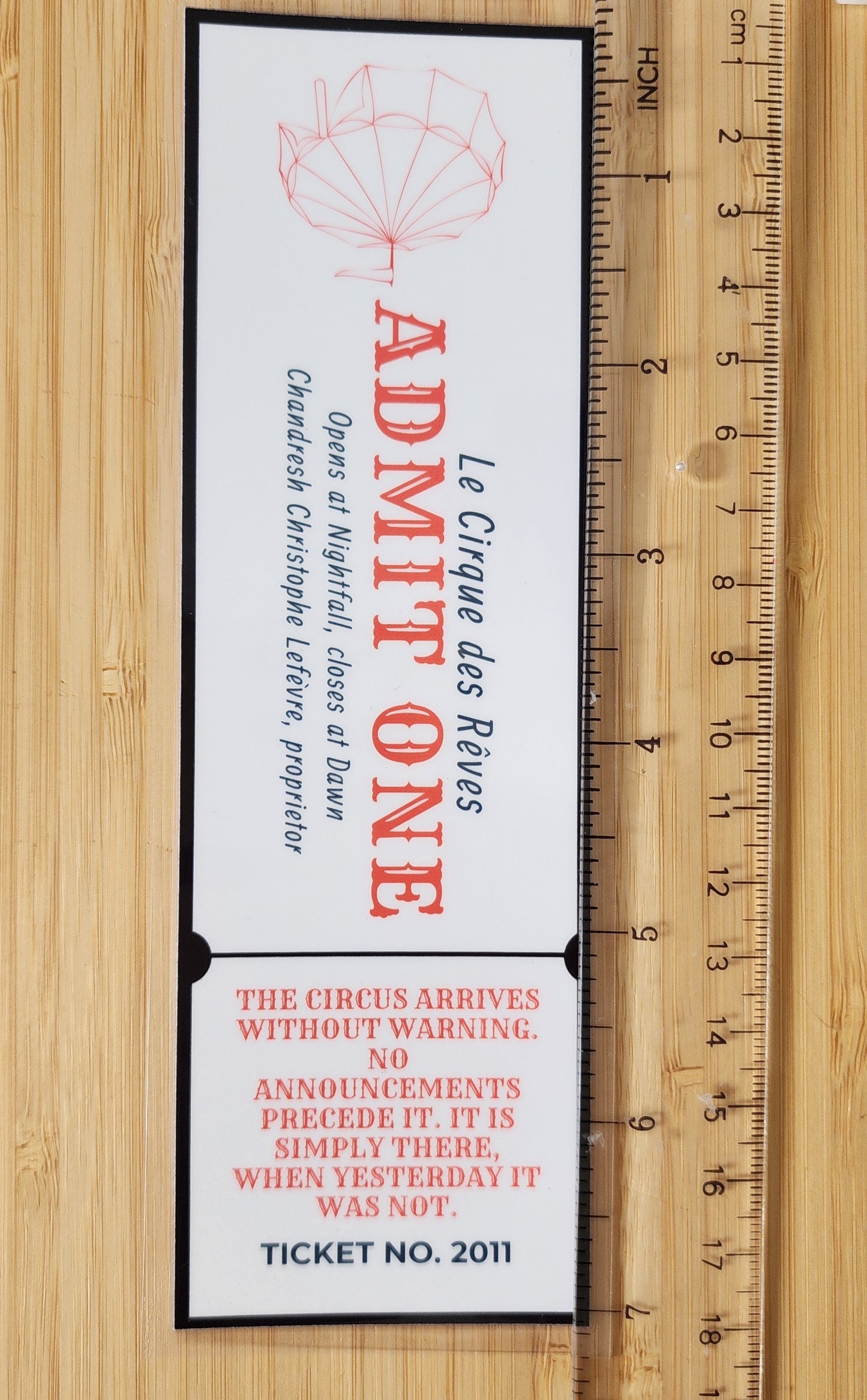 Night Circus Ticket Bookmark