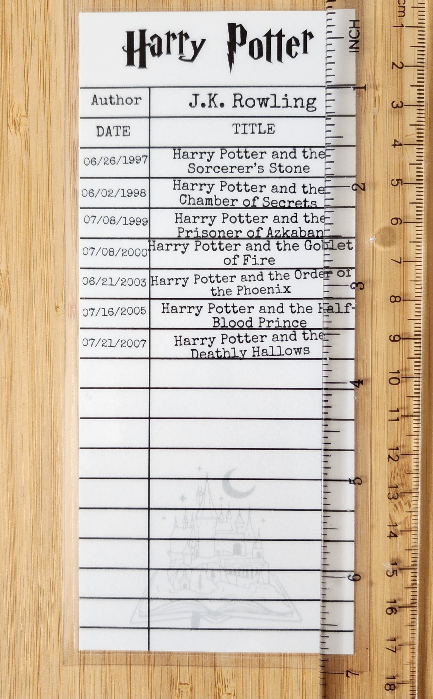 Wizard Library Card Inspired Bookmark