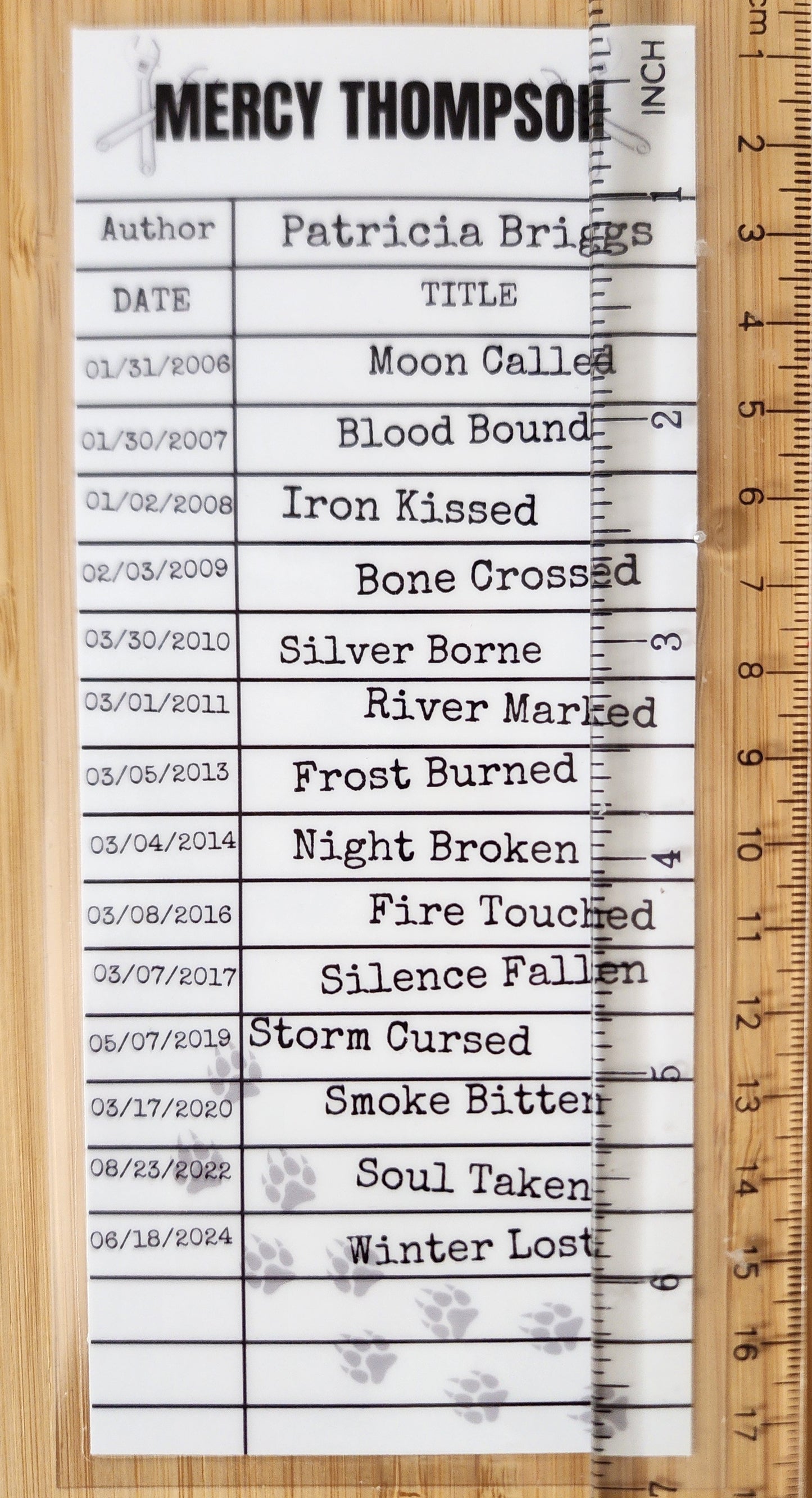 Mercy Library Card Inspired Bookmark