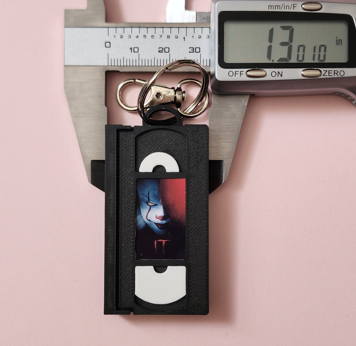2" 3D Printed Clown Miniature VHS Keychain | 80s 90s Nostalgia For Birthday Gift Party Favor | Clip on Backpack Purse Keys
