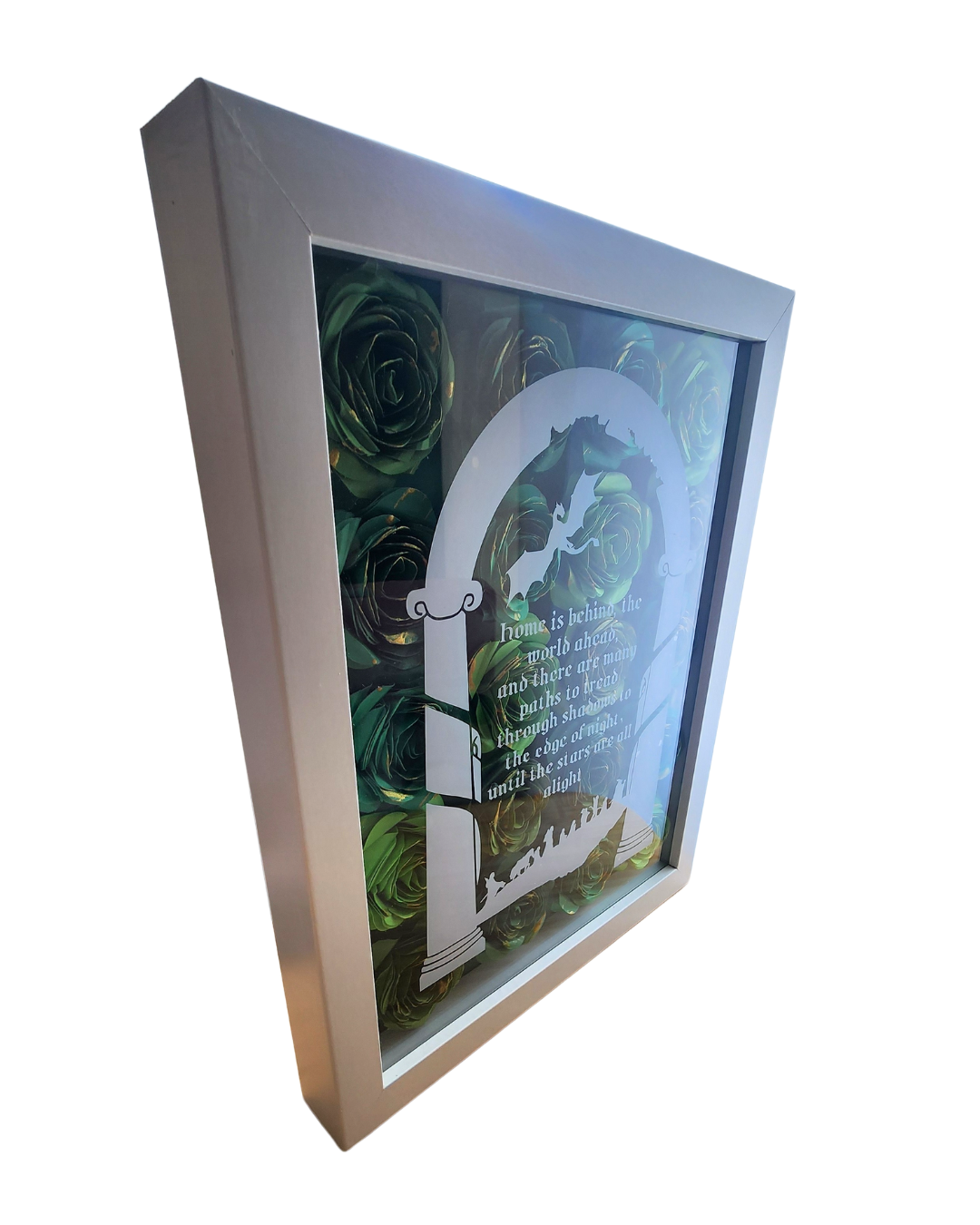 OPPSIE* 8x10 Until the Stars are All Alight Floral Shadow Box| Handmade 3D flower Art Frame | LOTR Inspired Decor | Magical Shelf Wall Art