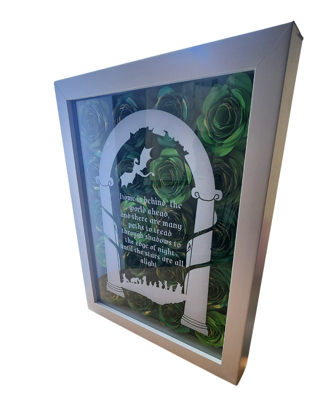 OPPSIE* 8x10 Until the Stars are All Alight Floral Shadow Box| Handmade 3D flower Art Frame | LOTR Inspired Decor | Magical Shelf Wall Art