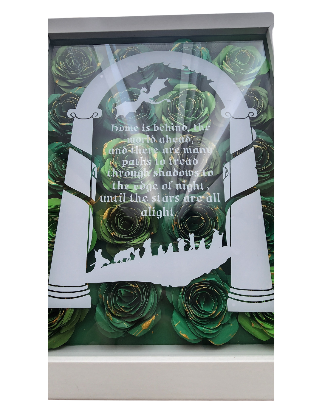 OPPSIE* 8x10 Until the Stars are All Alight Floral Shadow Box| Handmade 3D flower Art Frame | LOTR Inspired Decor | Magical Shelf Wall Art