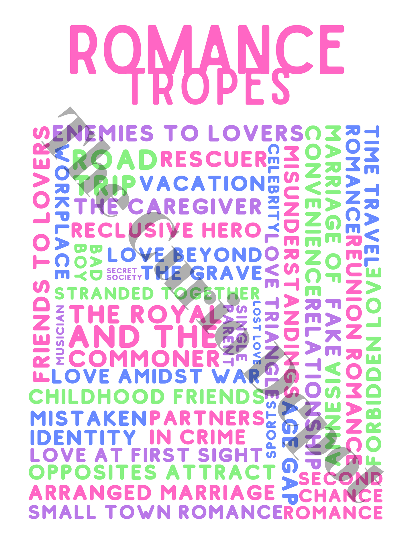 DIGITAL Romance Tropes Print