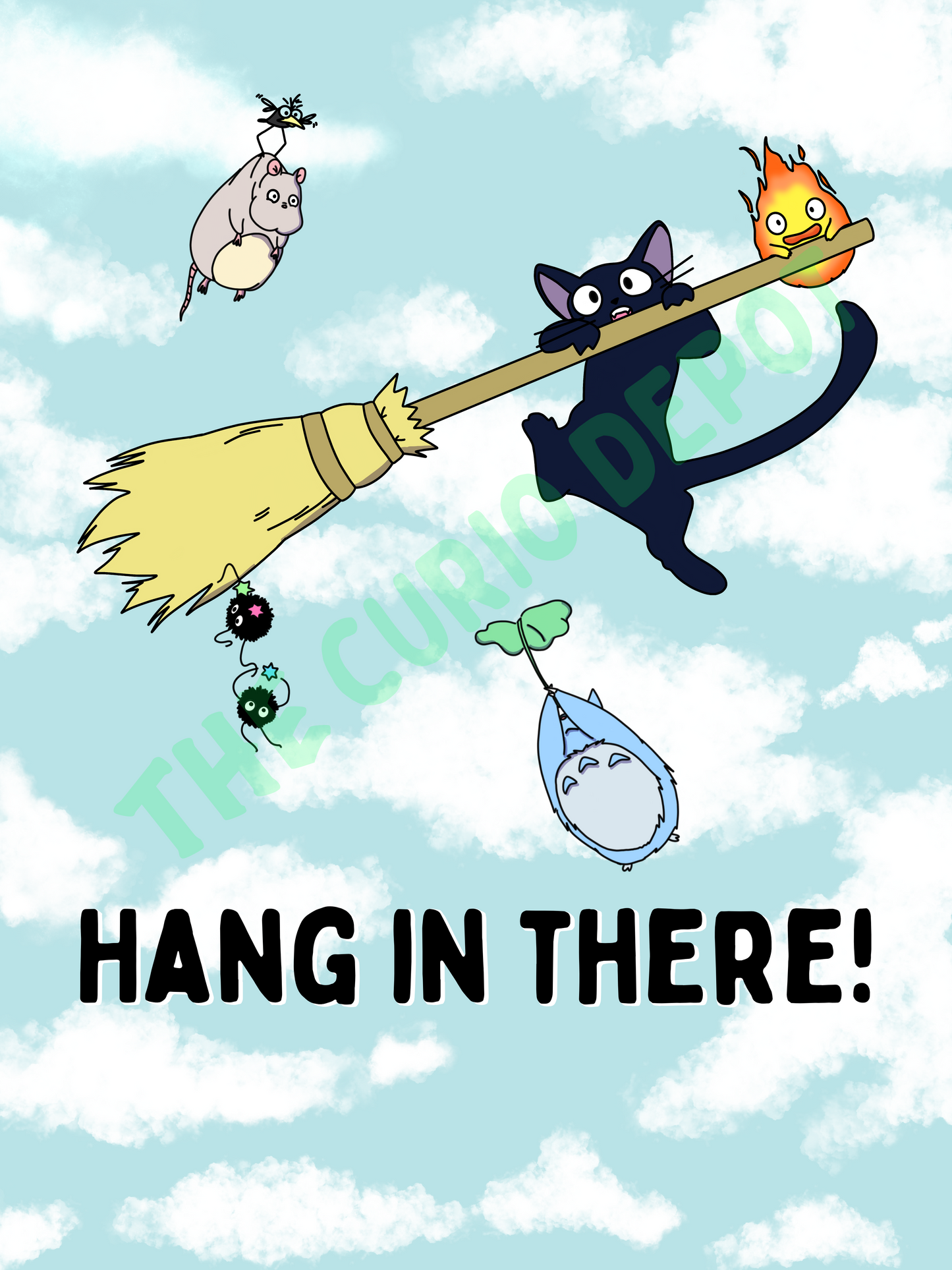 DIGITAL Hang in There! Magical Creatures Print | Motivational Quote Wall Decor Art