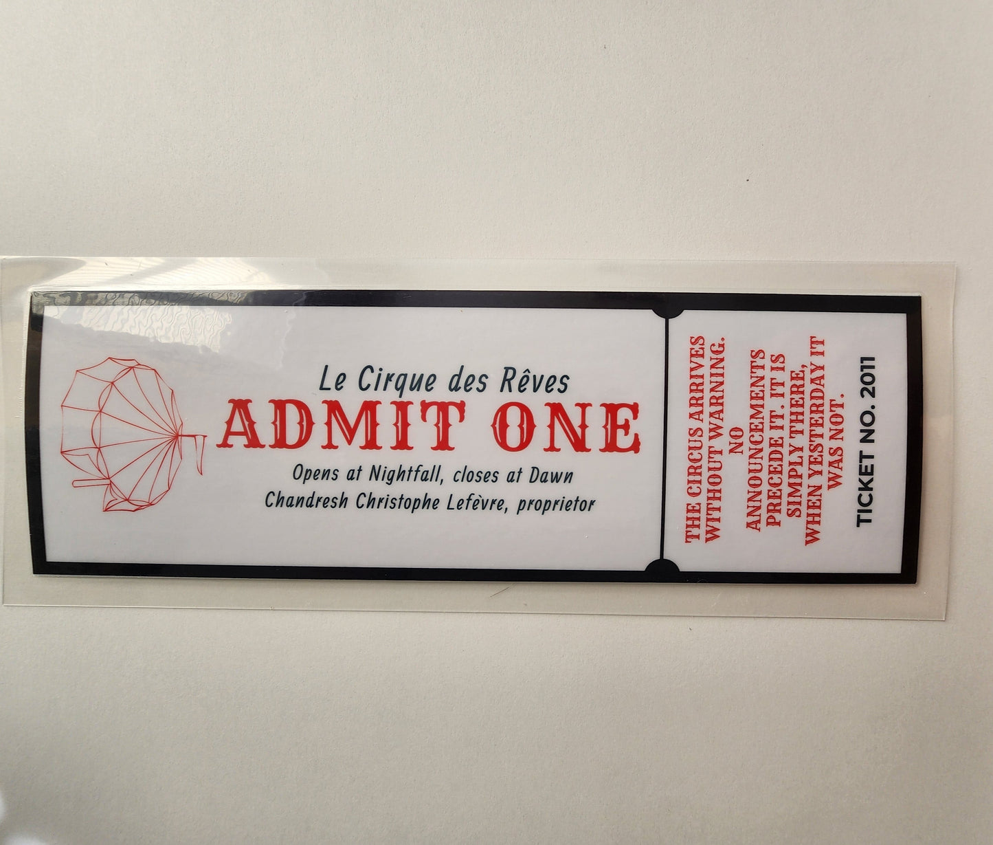 Night Circus Ticket Bookmark