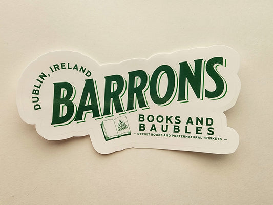 Green Barron Books and Baubles Sticker