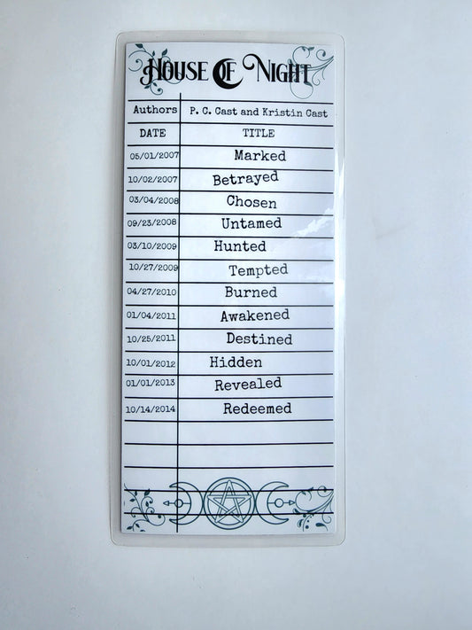 HON House of Night Library Card Inspired Bookmark