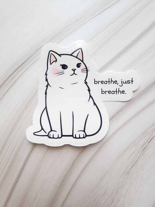 Just Breathe Kitty Sticker