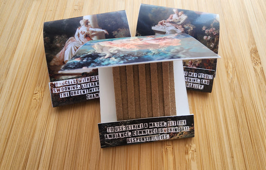 Set of 3 Literary Handmade Safety Matchbook inspired by Rococo Art | Funny Bookish Goods | Decorative Novelty Safety Matches | Romance Book Lover |