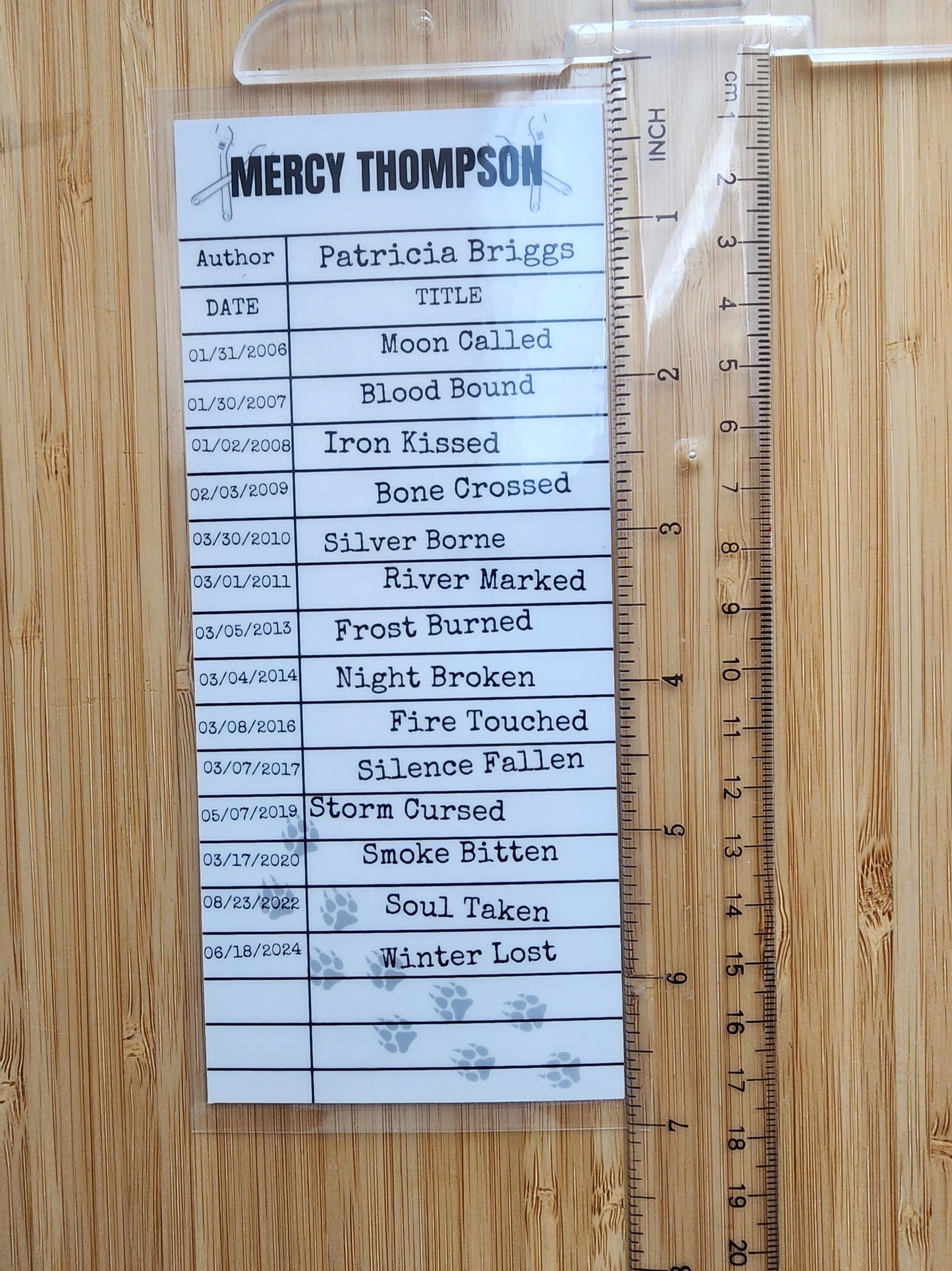Mercy Library Card Inspired Bookmark
