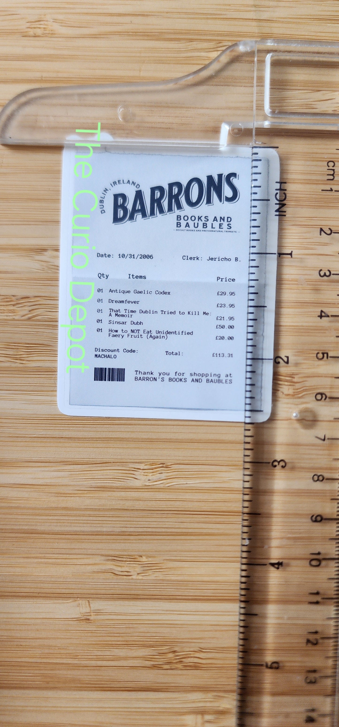 Barrons' B&B Receipt Sticker