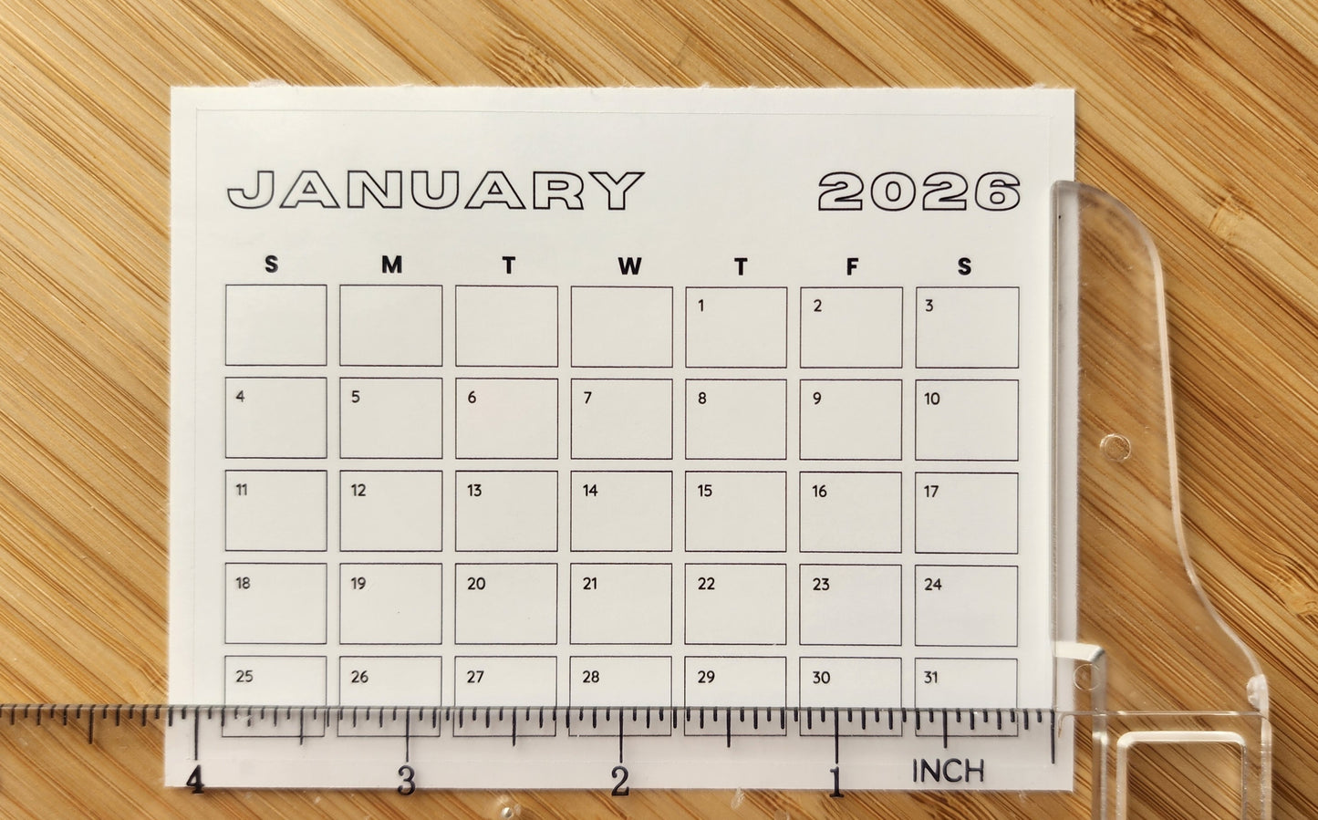 Mini 2026 Calendar Stickers | 12 Months | For Planner Bullet Junk Journal