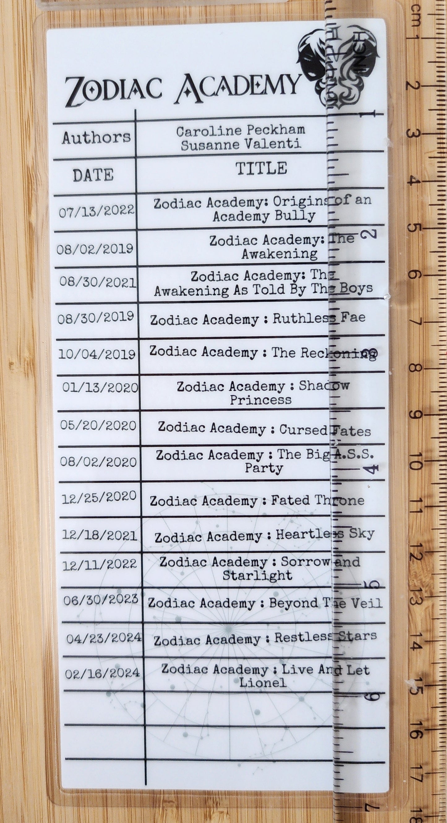 Zodiac Academy Library Card Inspired Bookmark