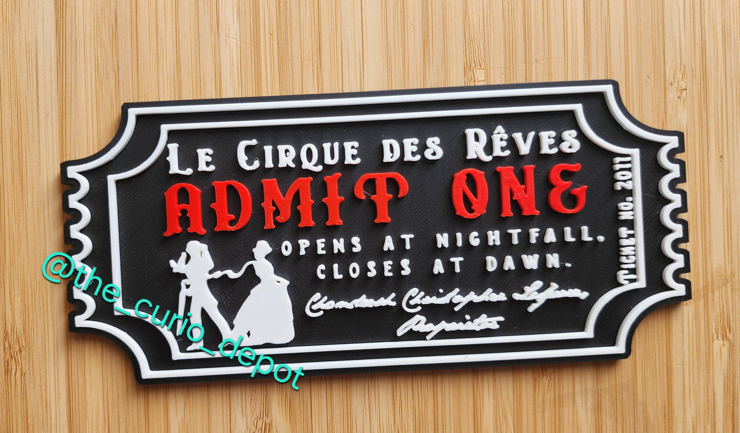 3D Printed PLA Le Cirque Ticket
