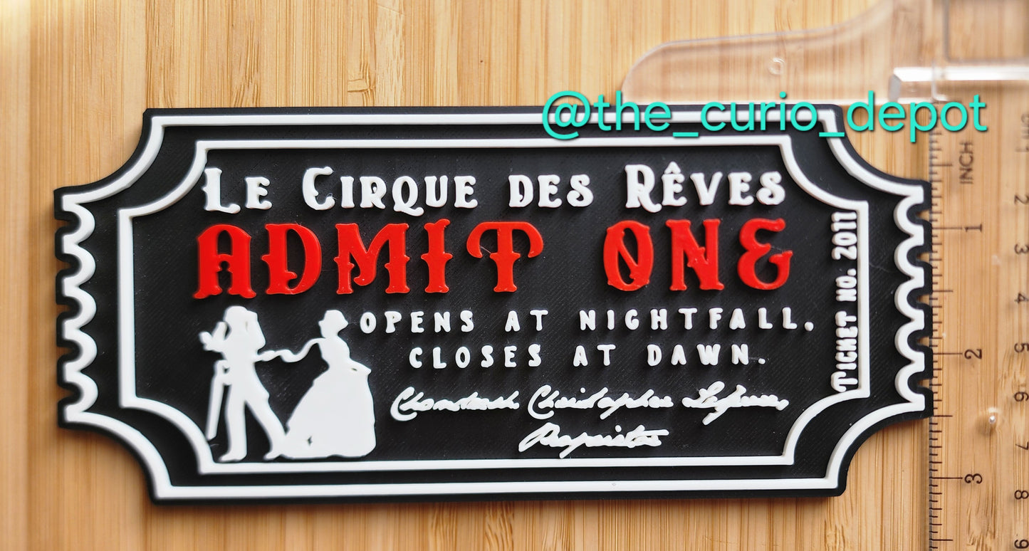 3D Printed PLA Le Cirque Ticket