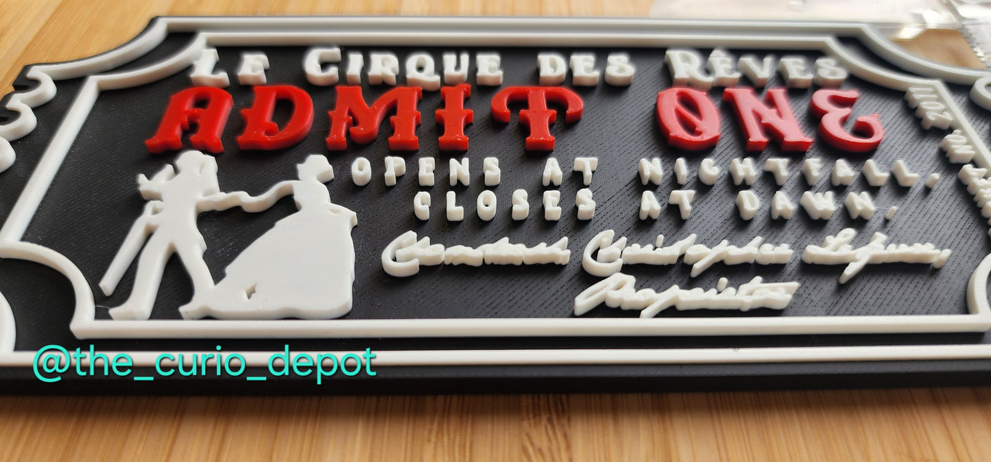 3D Printed PLA Le Cirque Ticket