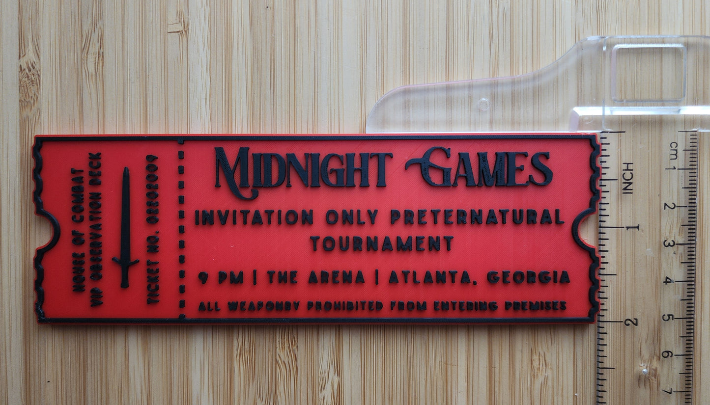 3D Printed PLA Midnight Games Ticket Sign