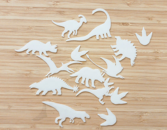 Mini Green 14 Pcs Glow in the Dark Dinosaur Dino Shapes | 3D PLA Printed | Children's Bedroom Classroom Playroom Birthday Party Favor Gift