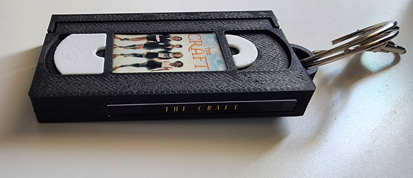 2" 3D Printed Grunge Witches Miniature VHS Keychain | 80s 90s Nostalgia For Birthday Gift Party Favor | Clip on Backpack Purse Key