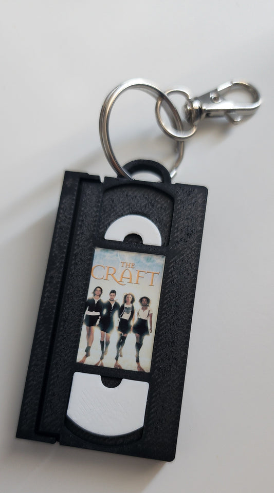 2" 3D Printed Grunge Witches Miniature VHS Keychain | 80s 90s Nostalgia For Birthday Gift Party Favor | Clip on Backpack Purse Key
