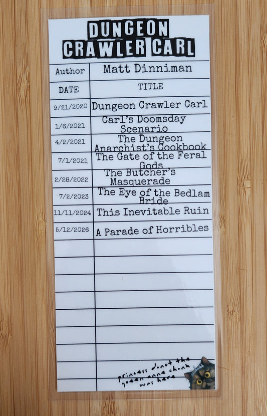 Dungeon Crawler Carl Library Card Inspired Bookmark
