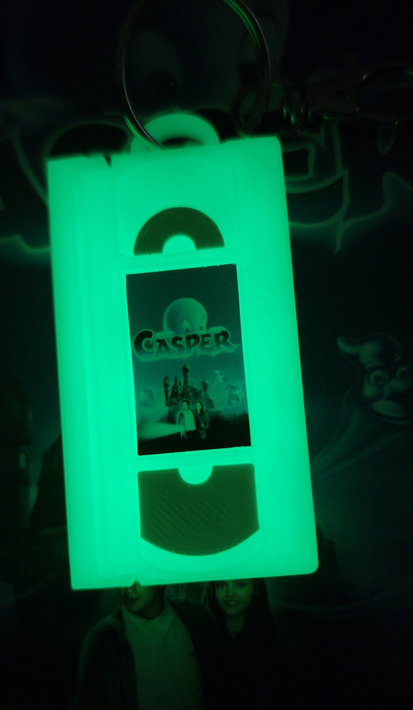 2" 3D Printed Friendly Ghost Miniature VHS Keychain | 80s 90s Nostalgia For Birthday Gift Party Favor