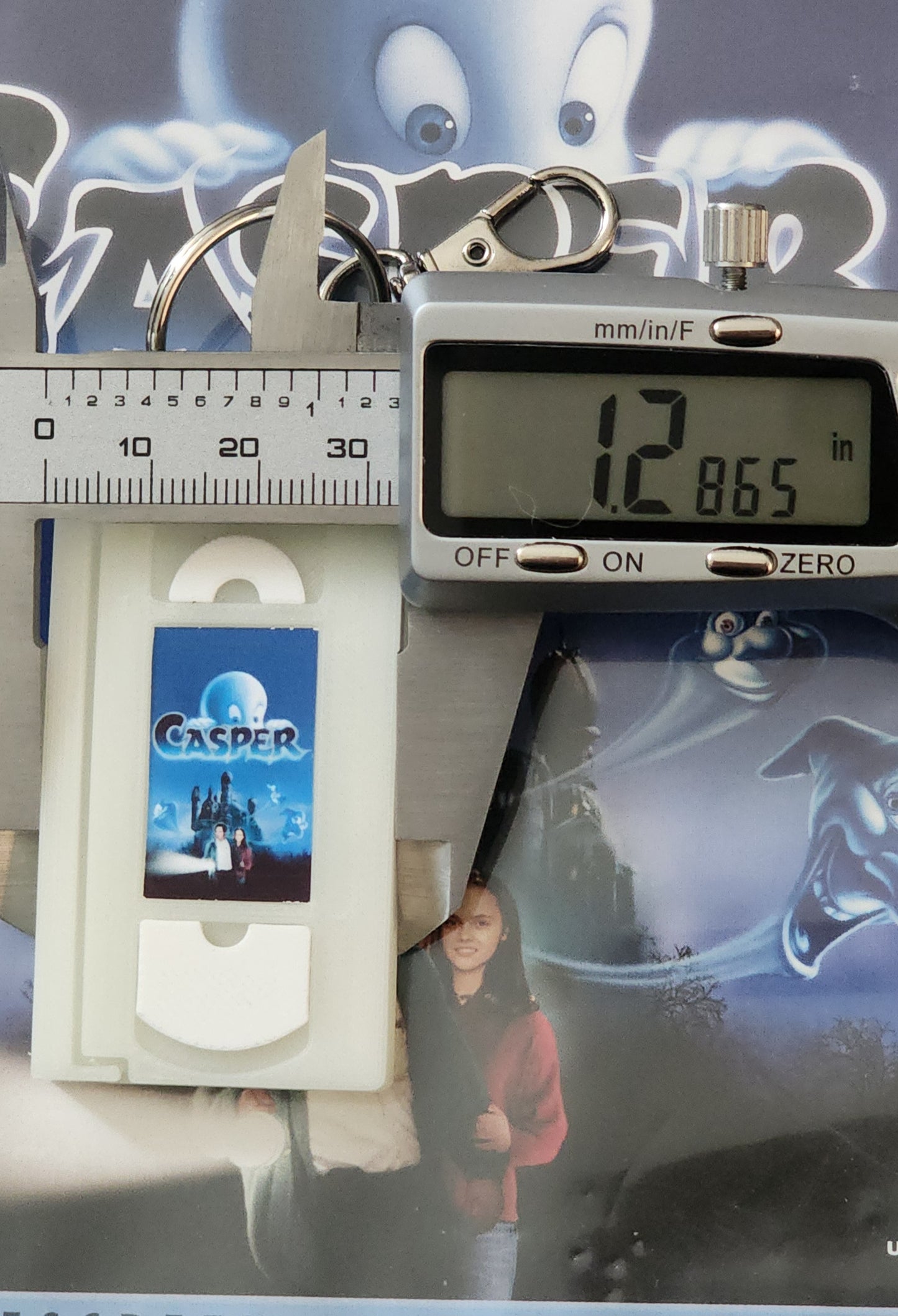 2" 3D Printed Friendly Ghost Miniature VHS Keychain | 80s 90s Nostalgia For Birthday Gift Party Favor