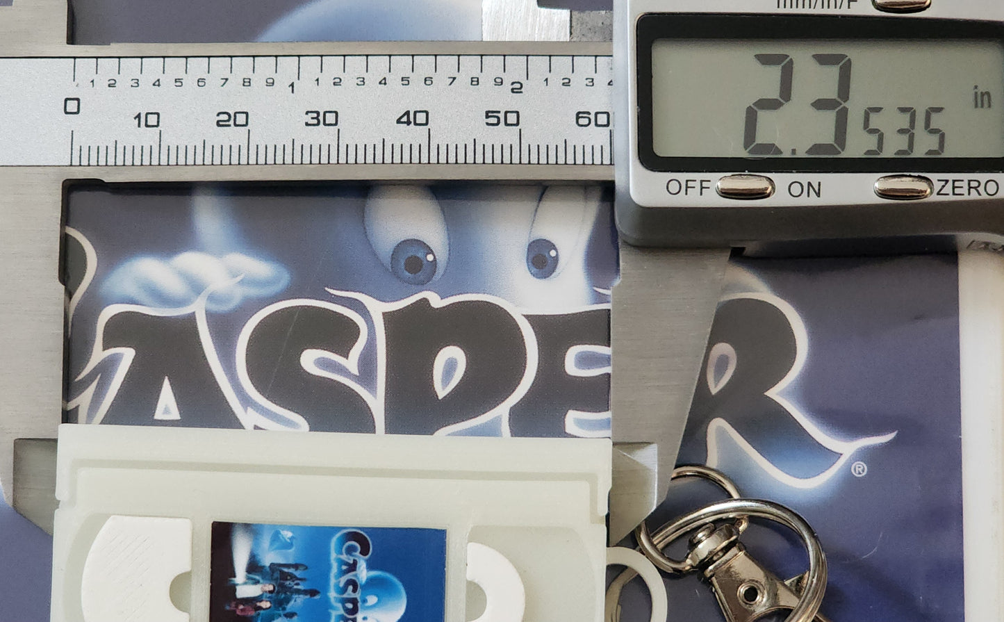 2" 3D Printed Friendly Ghost Miniature VHS Keychain | 80s 90s Nostalgia For Birthday Gift Party Favor