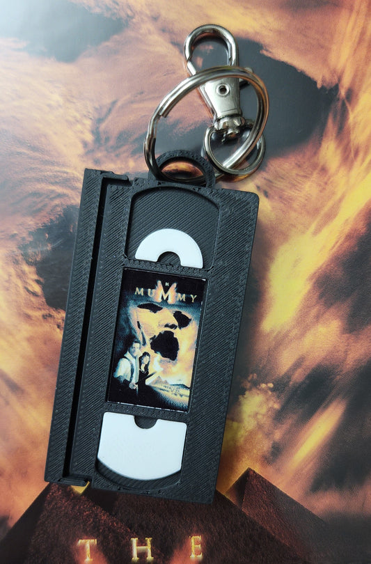 2" 3D Printed Mummy Miniature VHS Keychain | 80s 90s Nostalgia For Birthday Gift Party Favor