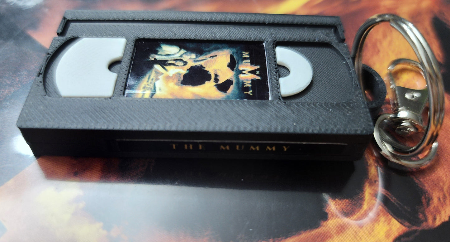 2" 3D Printed Mummy Miniature VHS Keychain | 80s 90s Nostalgia For Birthday Gift Party Favor