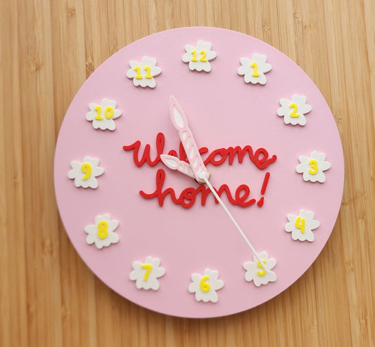 7" 3D Printed PLA Pink Cake Analog Clock (Battery not included)