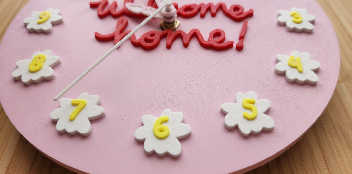 7" 3D Printed PLA Pink Cake Analog Clock (Battery not included)