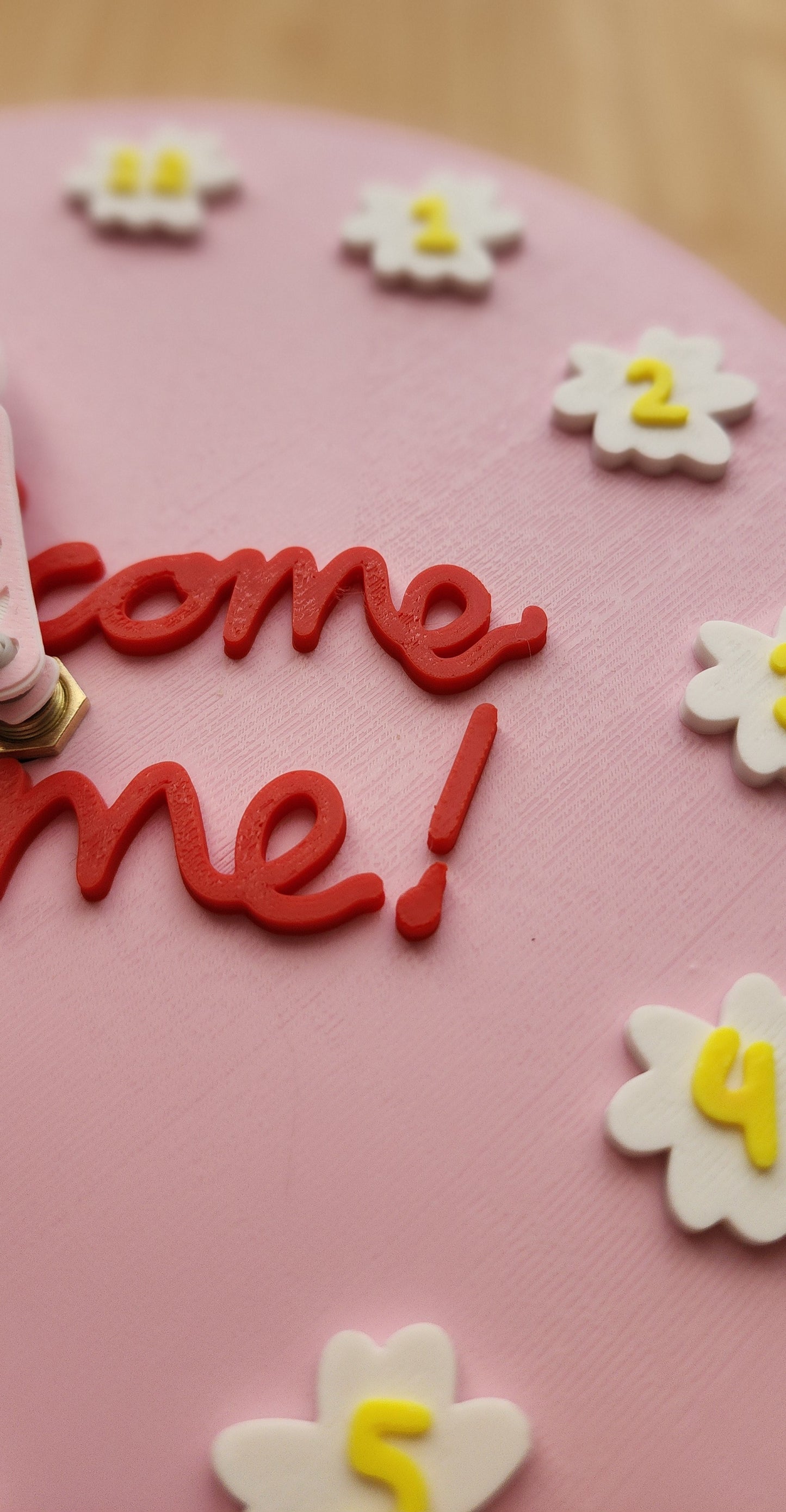 7" 3D Printed PLA Pink Cake Analog Clock (Battery not included)