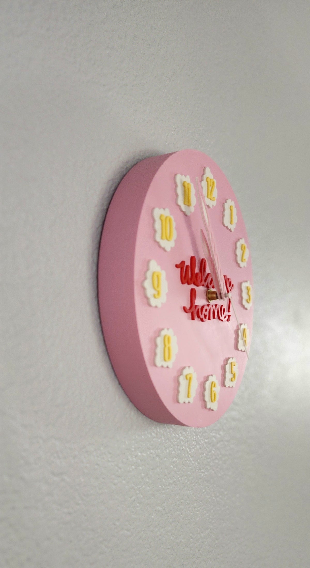 8" 3D Printed PLA Pink Cake Analog Clock (Battery not included)