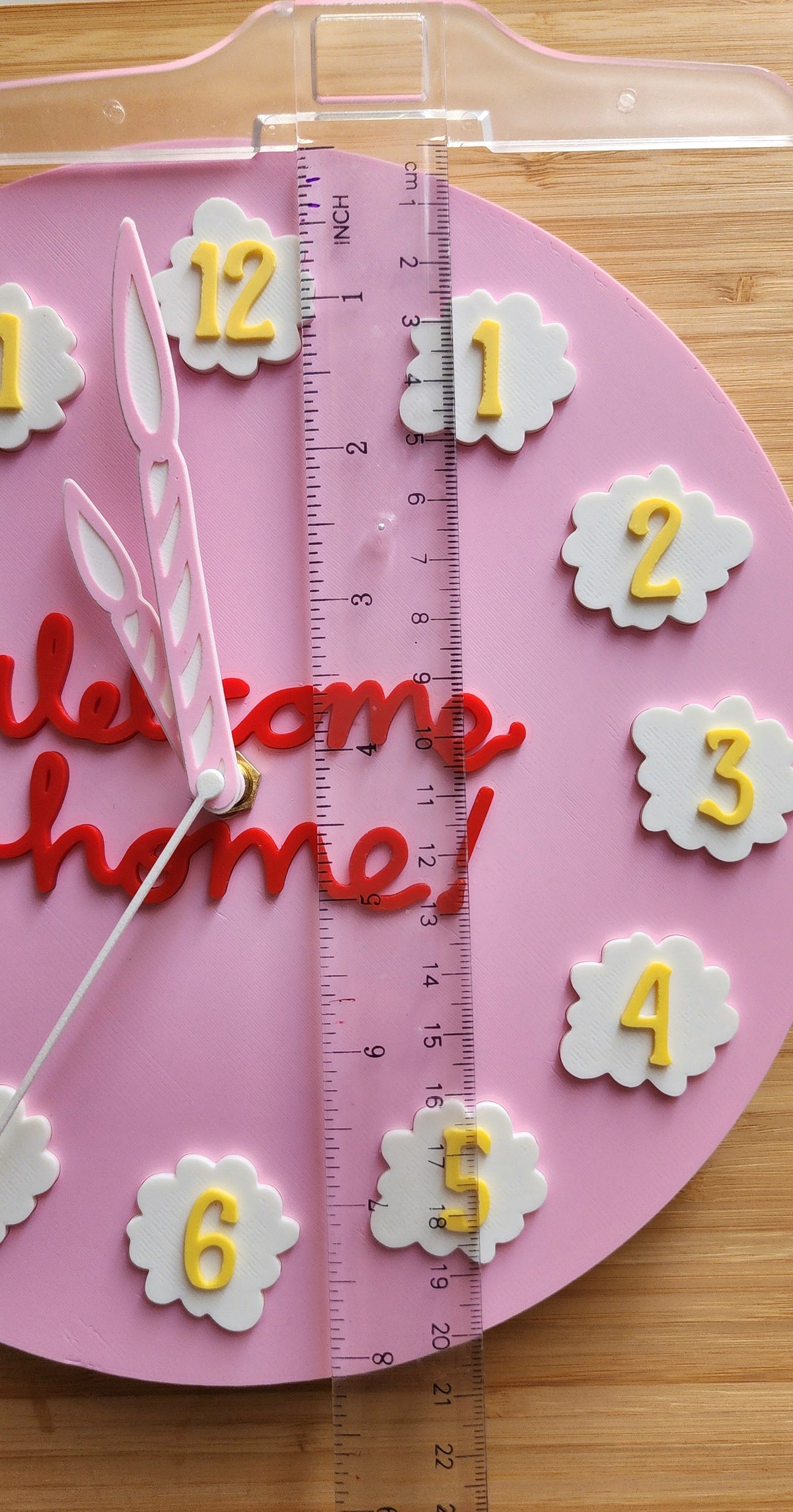 8" 3D Printed PLA Pink Cake Analog Clock (Battery not included)