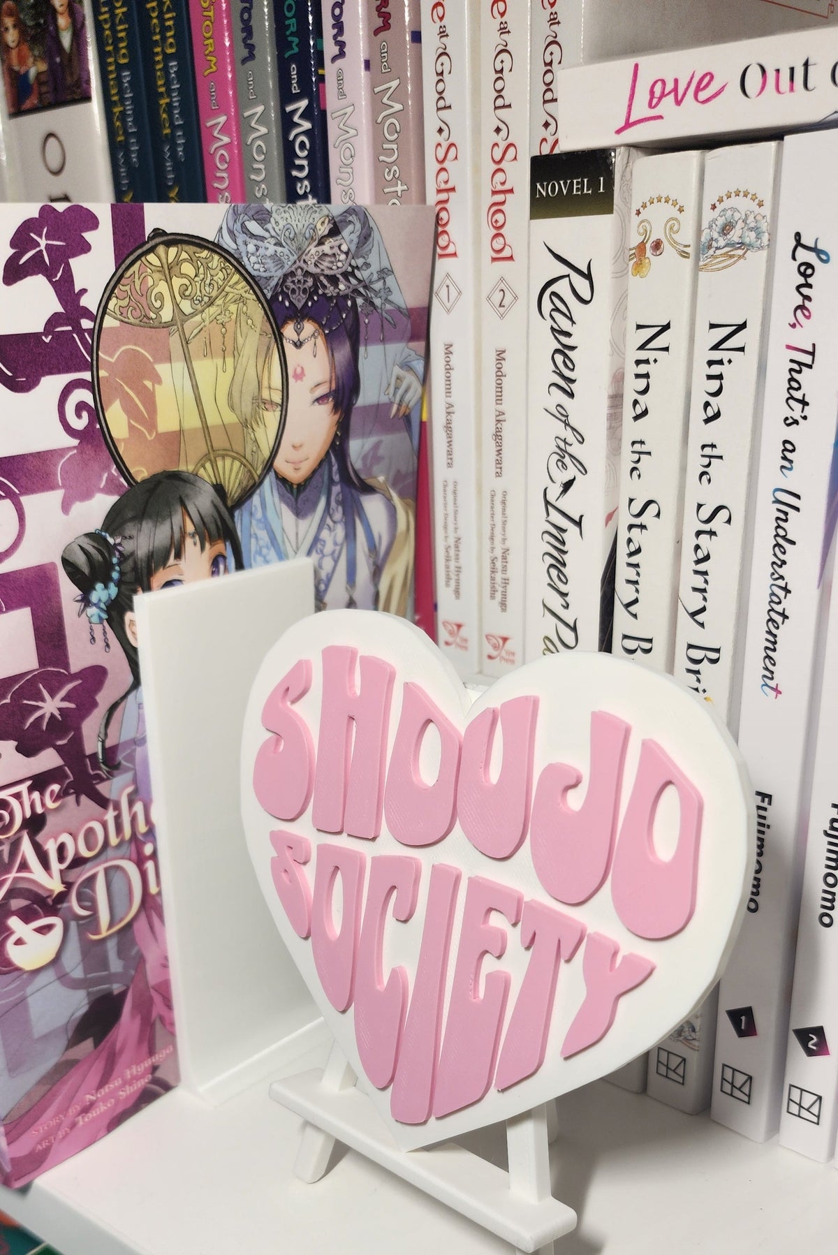 4" 3D Printed Mini Shoujo Society Heart Sign with Easel