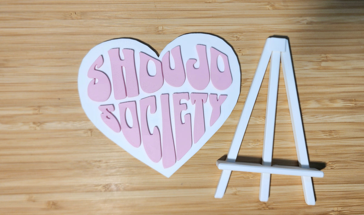 4" 3D Printed Mini Shoujo Society Heart Sign with Easel