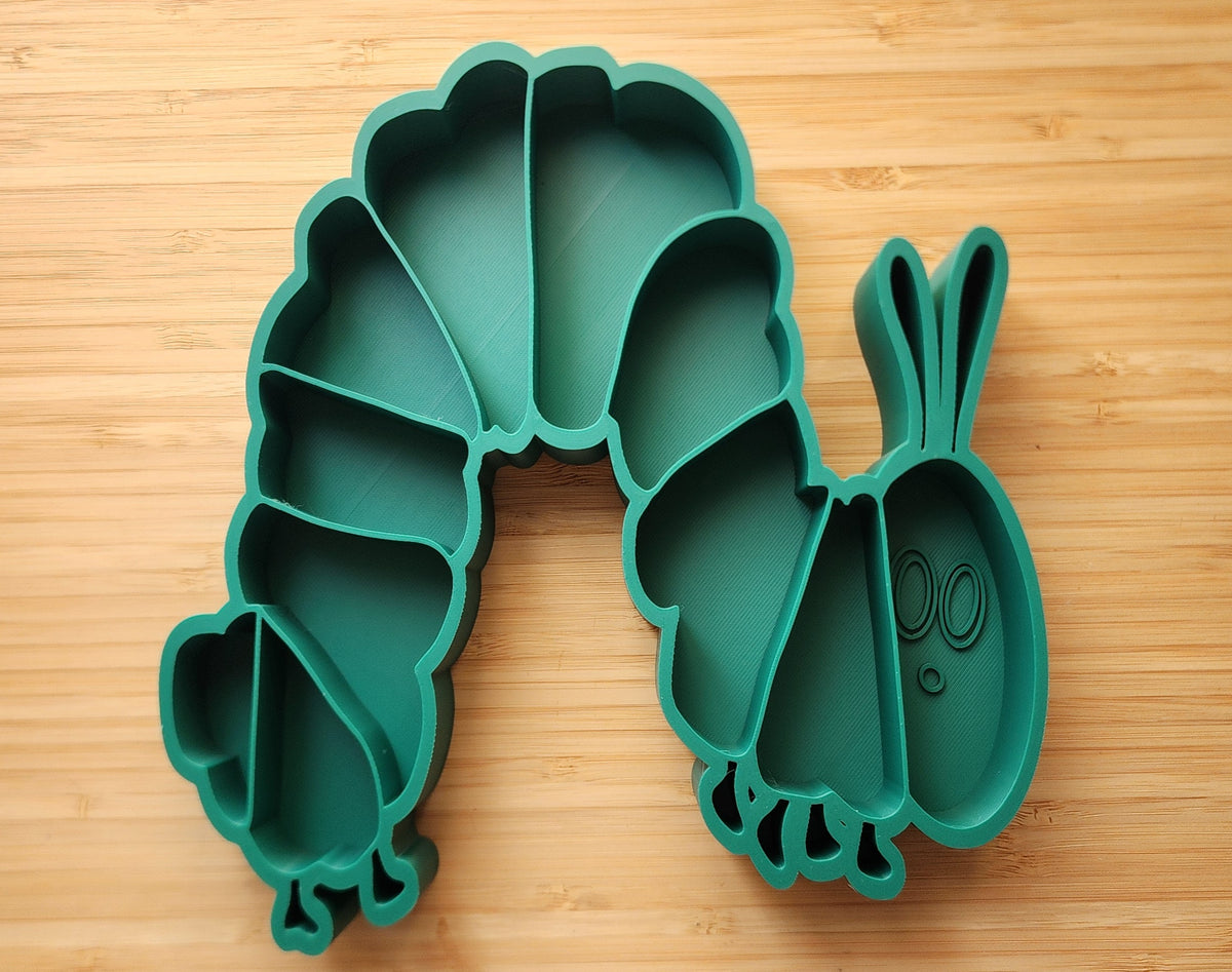 Green Caterpillar Sensory Tray | 3D Printed PLA | Educational Kinder Home Schooling Fine Motor Skill Montessori Toddler Counting Sorting